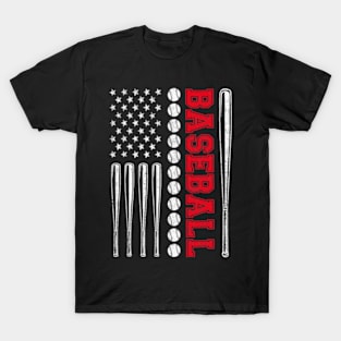 Baseball Bat Lover American Flag Team T-Shirt